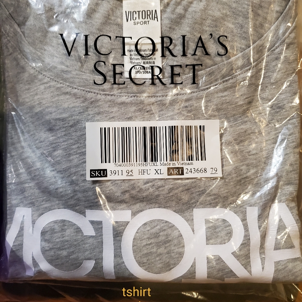 Victoria Secret gray and white letters t shirt xl
